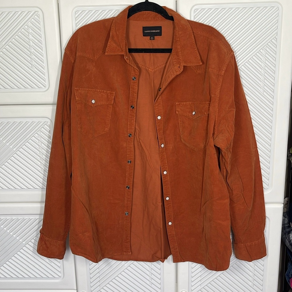 Lucky Brand men’s XL Corduroy orange flannel